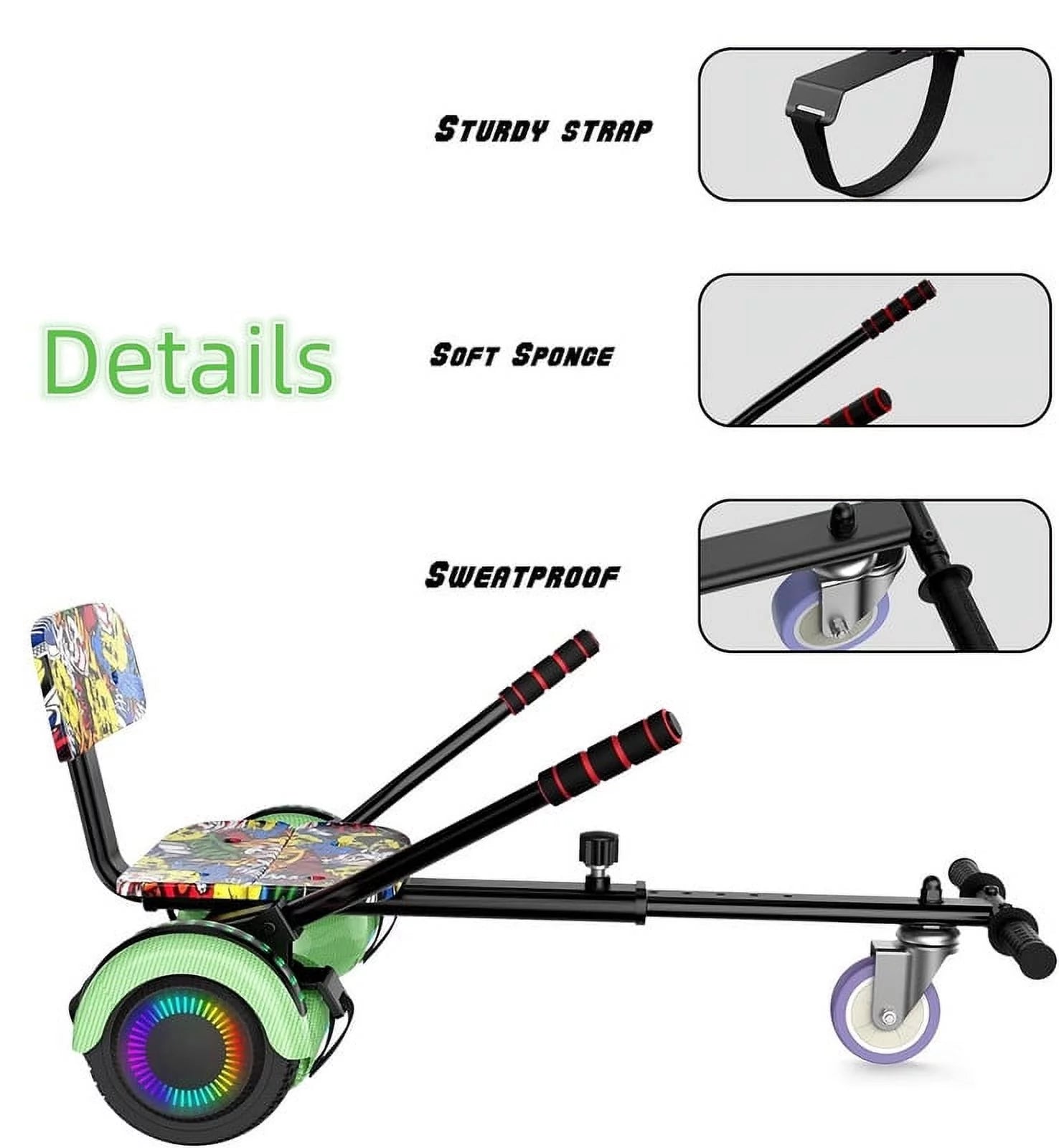 LIEAGLE Hoverboard with Seat Attachment, 6.5 inch Self Balancing Scooter S62540