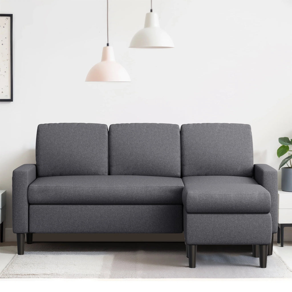 Walsunny Convertible Sectional Sofa Couch, L-Shaped with Reversible Chaise, Grayish Black A704