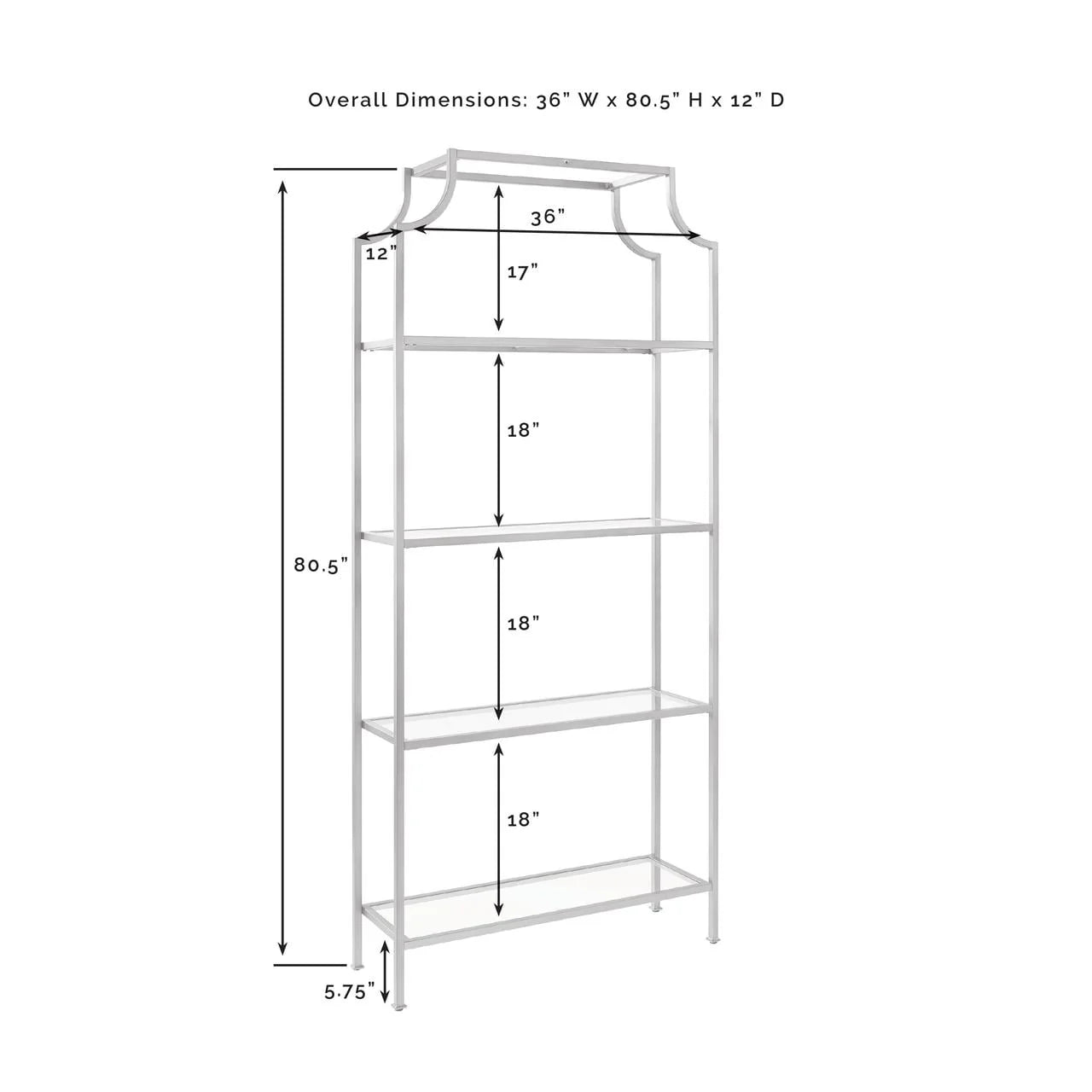 Crosley Furniture Aimee 4-Shelf Etagere Bookcase, Antique Gold R533519