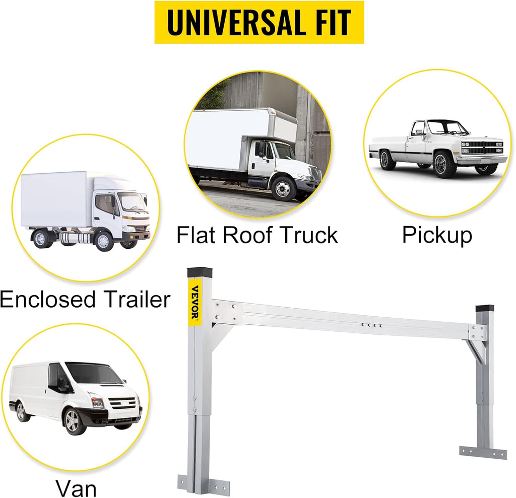 VEVOR Universal Roof Ladder Rack for Vans, 2 Bars Adjustable Aluminum, 330 LBS Capacity J68281