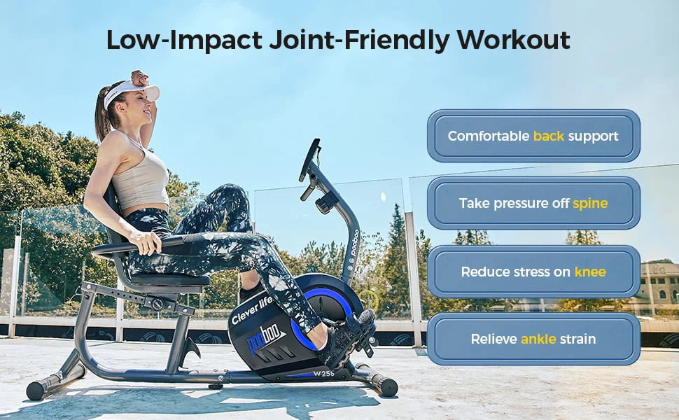 Pooboo Recumbent Exercise Bike Magnetic Resistance Indoor Cycling 380lb K92635
