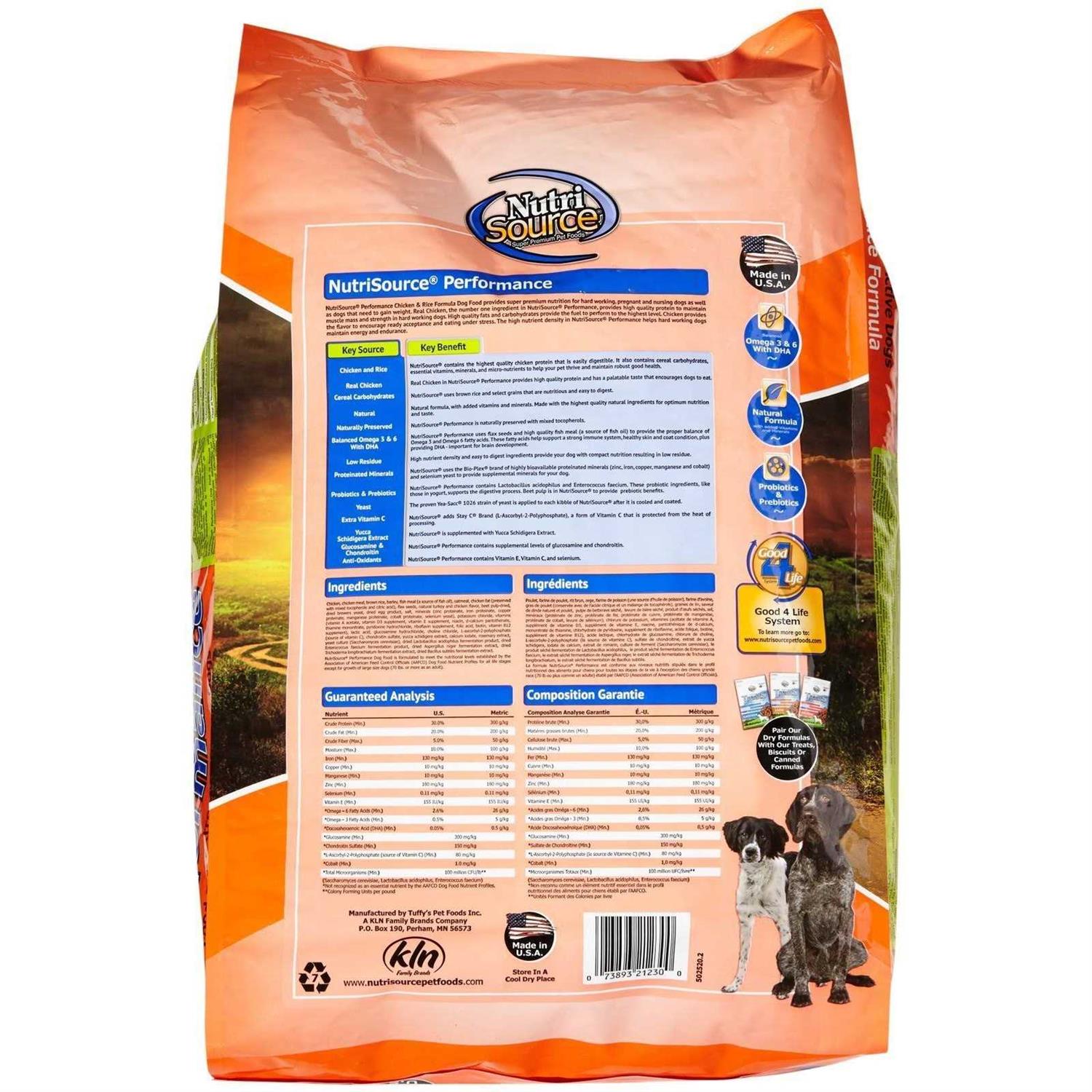 NutriSource Performance Chicken & Rice Dry Dog Food M1328