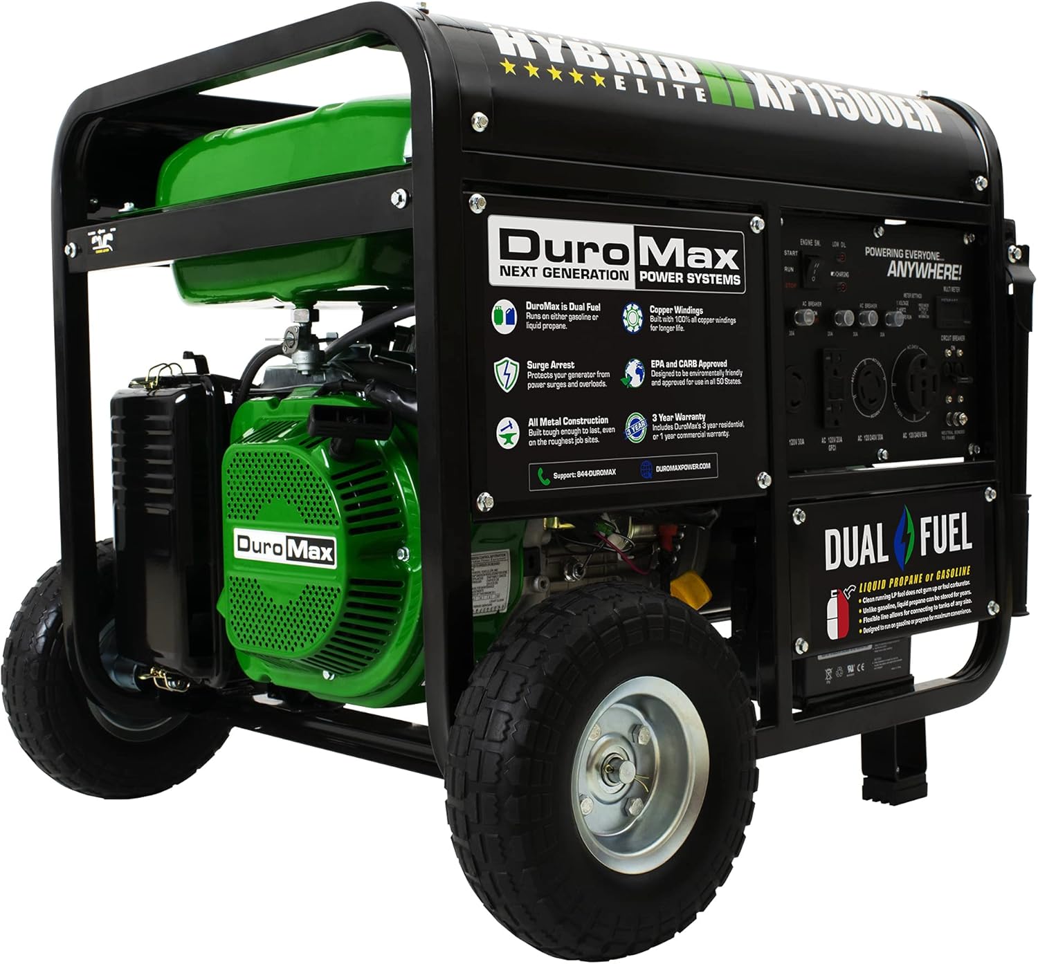 DuroMax XP10000EH Dual Fuel Portable Generator 10000 Watt Electric Start N96690
