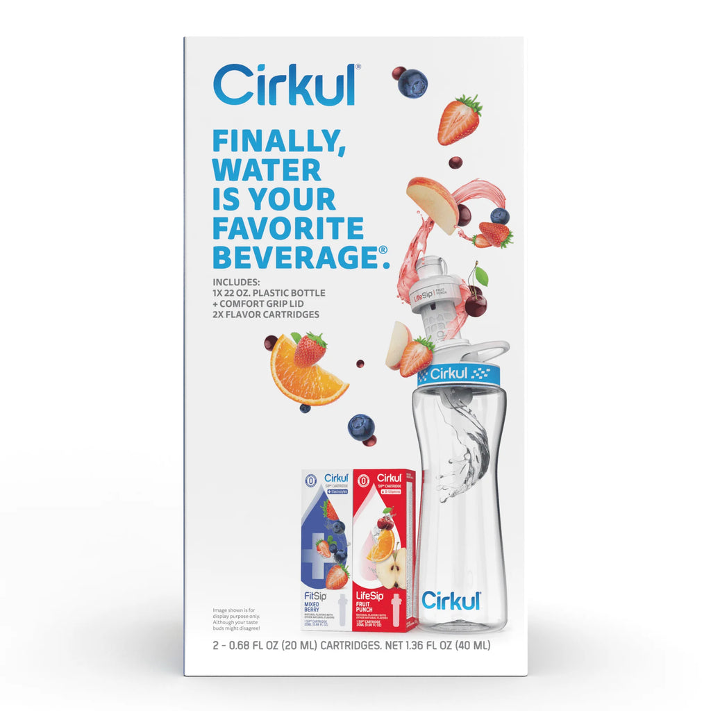 Cirkul 22oz Plastic Water Bottle Starter Kit with 2 Flavor Cartridges Z916327