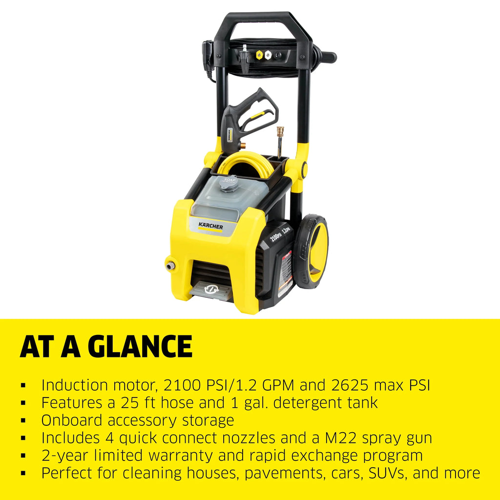 Karcher K1900PS 2375 Max PSI Electric Pressure Washer with 3 Nozzles V84517