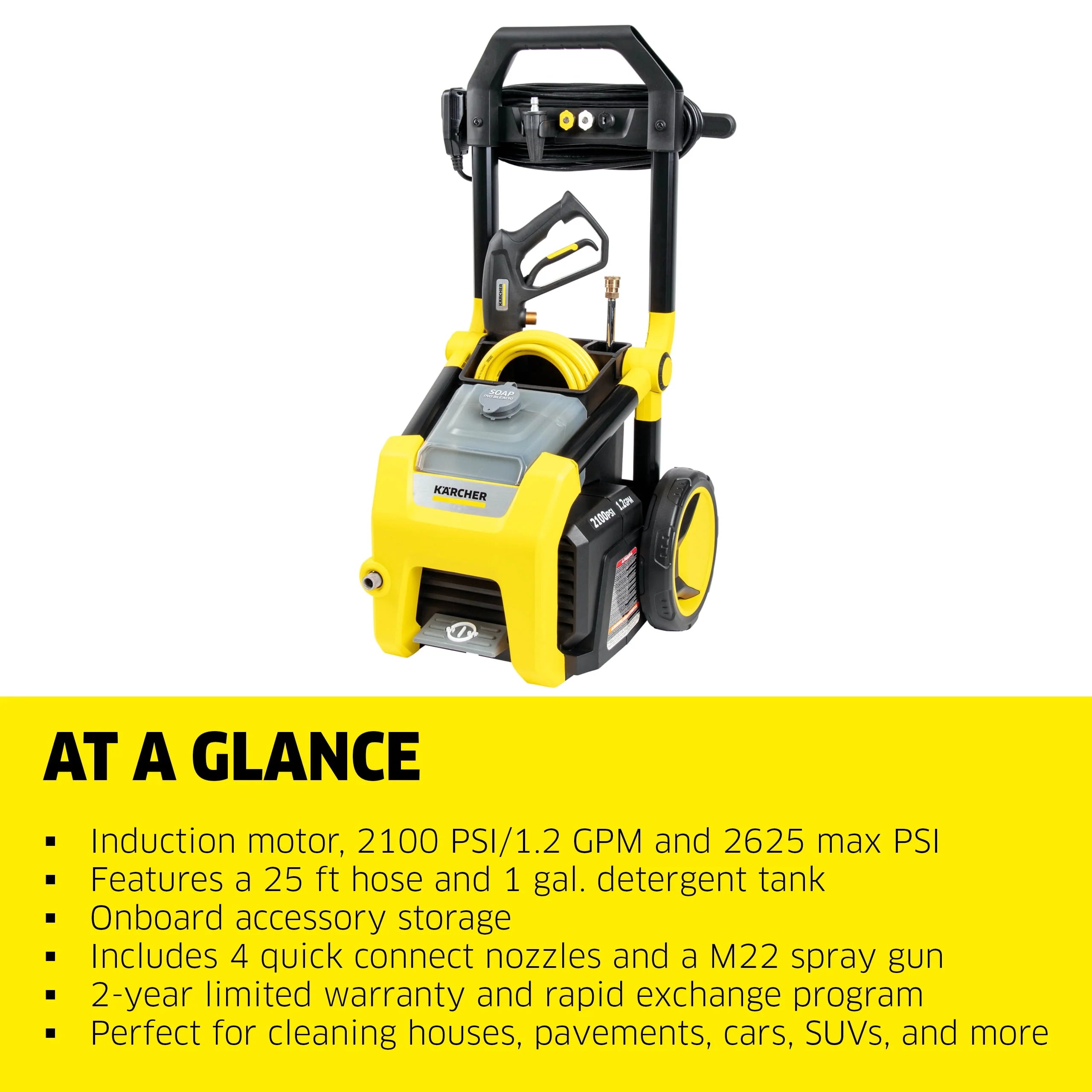 Karcher K1900PS 2375 Max PSI Electric Pressure Washer with 3 Nozzles V84517