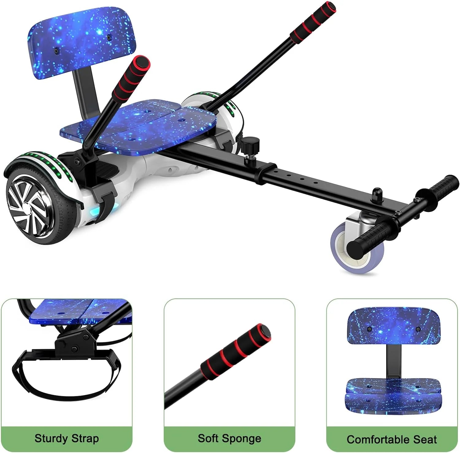 LIEAGLE Hoverboard with Seat Attachment, 6.5 inch Self Balancing Scooter S62540