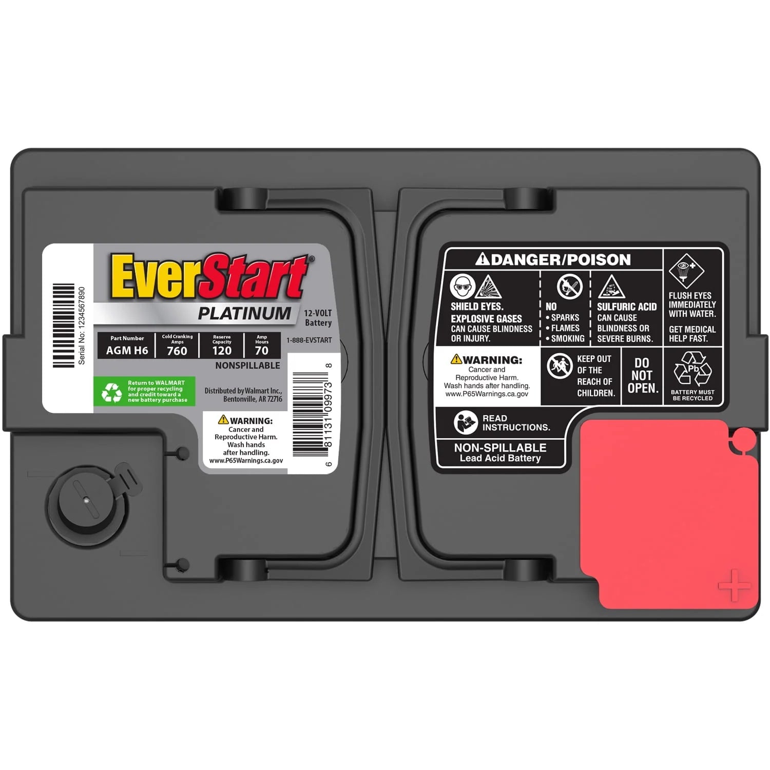 EverStart Platinum AGM Automotive Battery Group Size H6 12V 760 CCA K87043