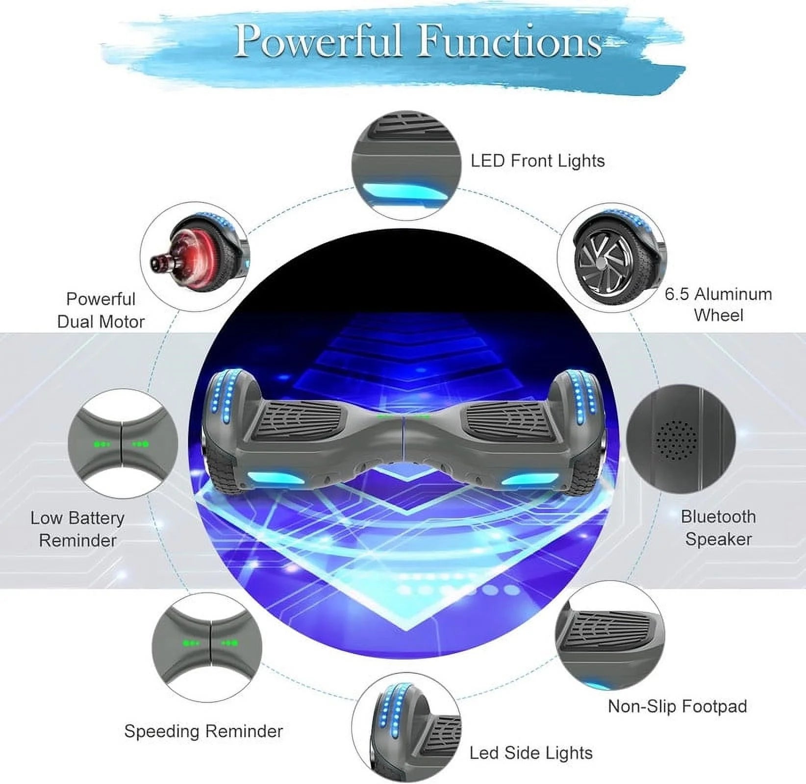 LIEAGLE Hoverboard with Seat Attachment, 6.5 inch Self Balancing Scooter S62540