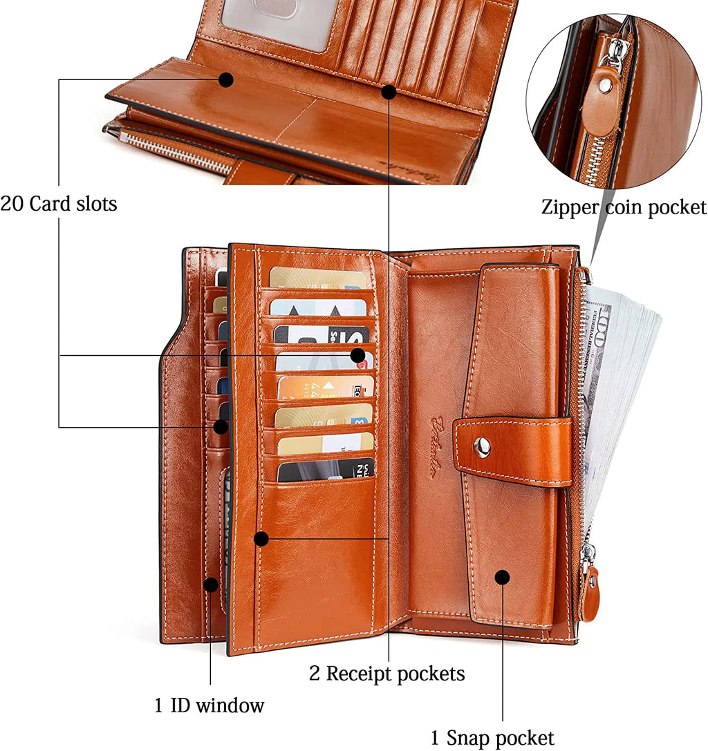 BOSTANTEN Women's Leather RFID Blocking Wallet with Phone Holder Z907