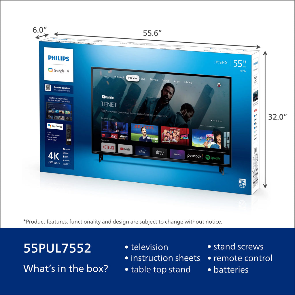 Philips 55" 4K Ultra HD Google Smart LED TV B4764