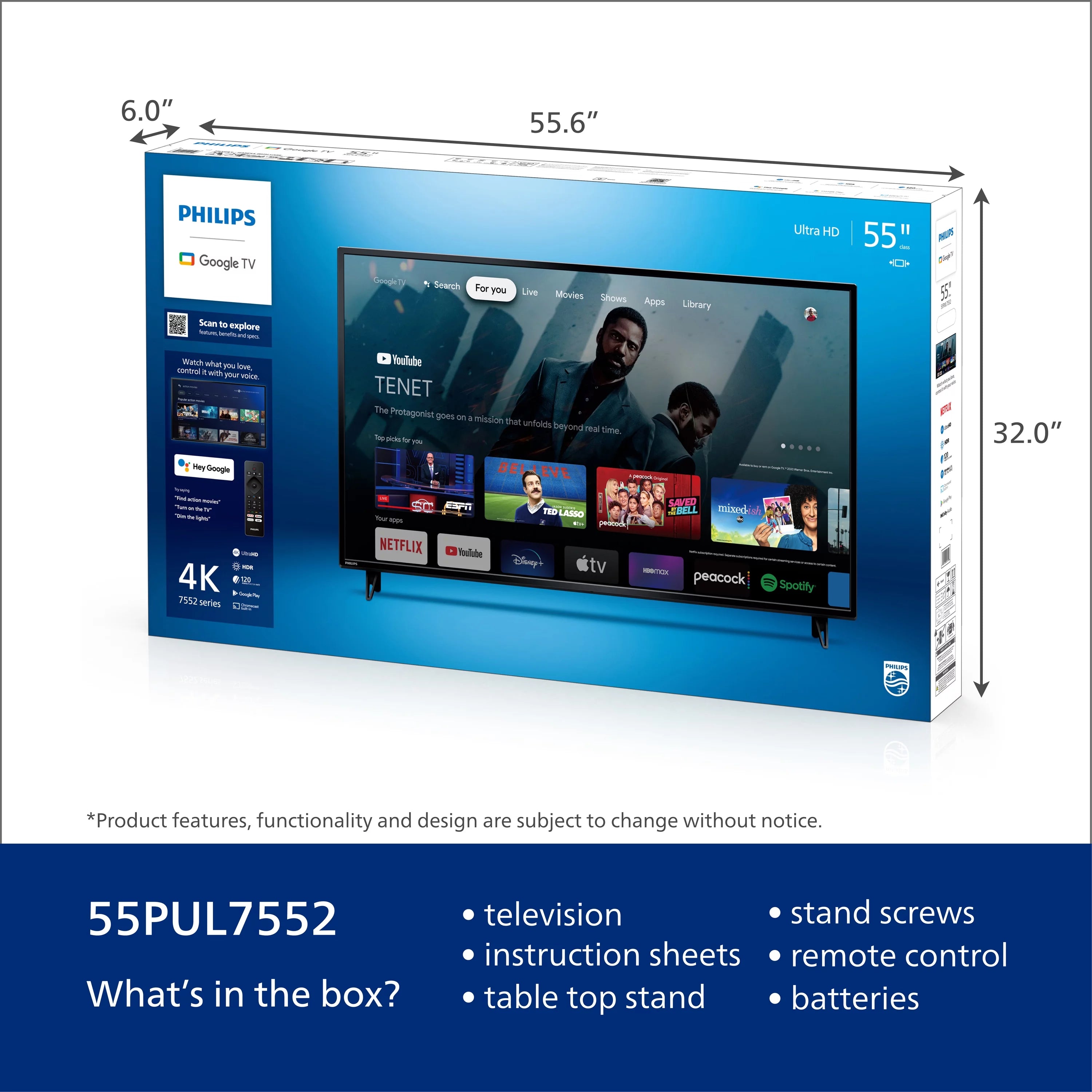 Philips 55" 4K Ultra HD Google Smart LED TV B4764