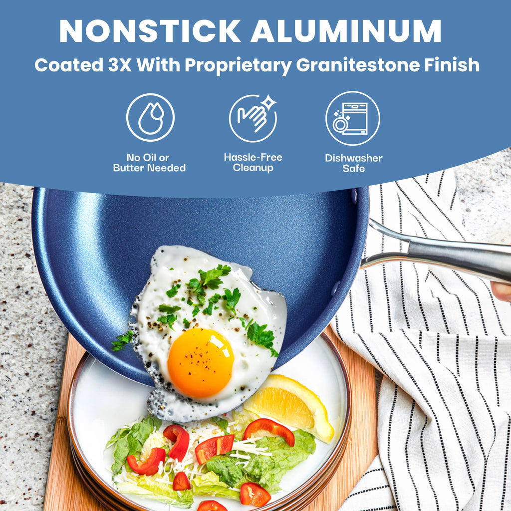 Granite Stone Pots and Pans Set 20 Piece Nonstick Cookware, Blue K97816