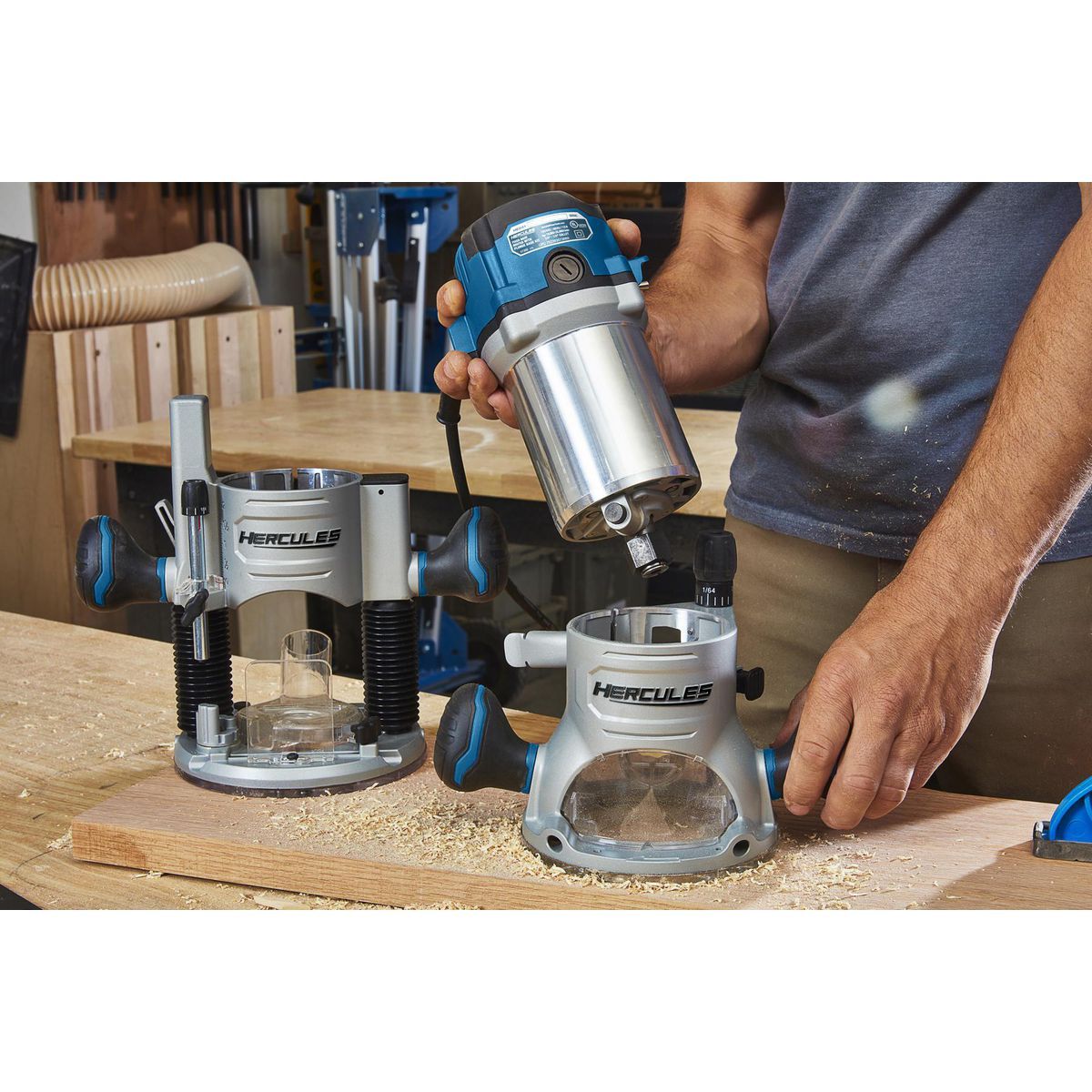 HERCULES 12 Amp Variable-Speed Fixed Base Router with Plunge Base Kit Q352