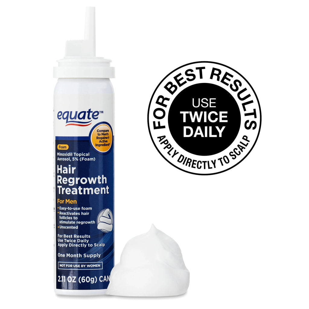 Equate Hair Regrowth Treatment Minoxidil Topical Aerosol 5% Foam, 3-Month Supply V8679