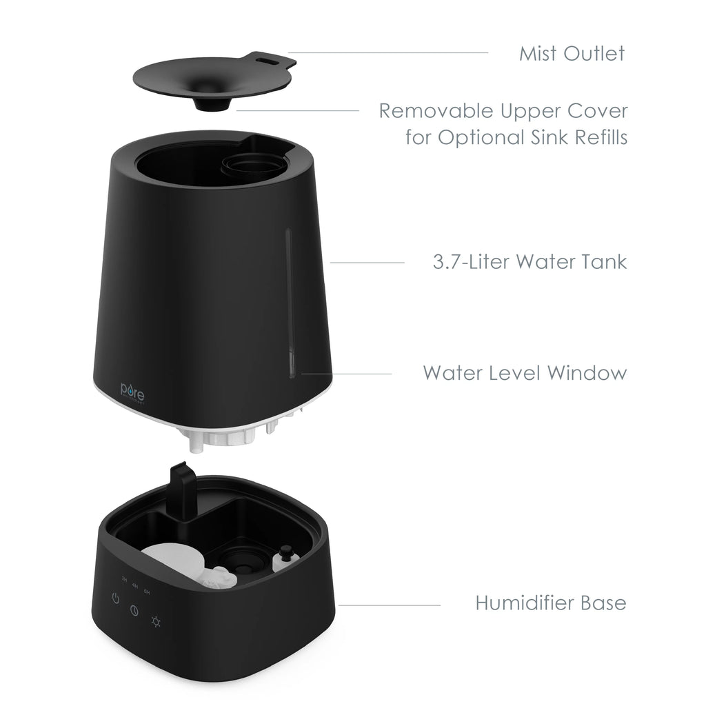Pure Enrichment HUME Max Ultrasonic Cool Mist Humidifier, 3.7 L Tank, Black A23389