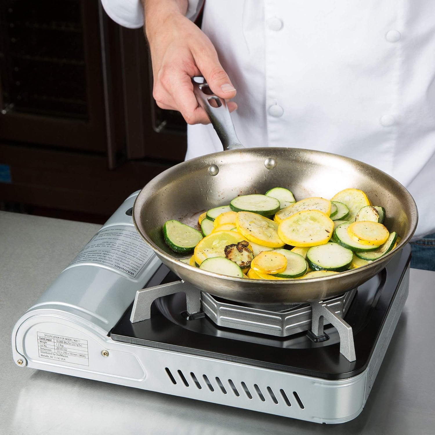 CHEF MASTER 90011 Portable Butane Stove with 4 Fuel Canisters P44091