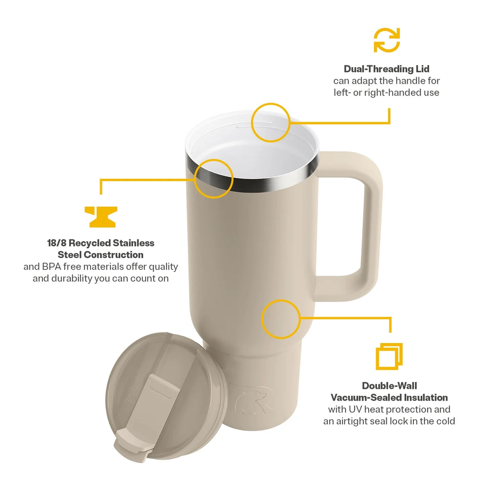 RTIC 40 OZ Ceramic Lined Tumbler with Straw, Lagoon R39940