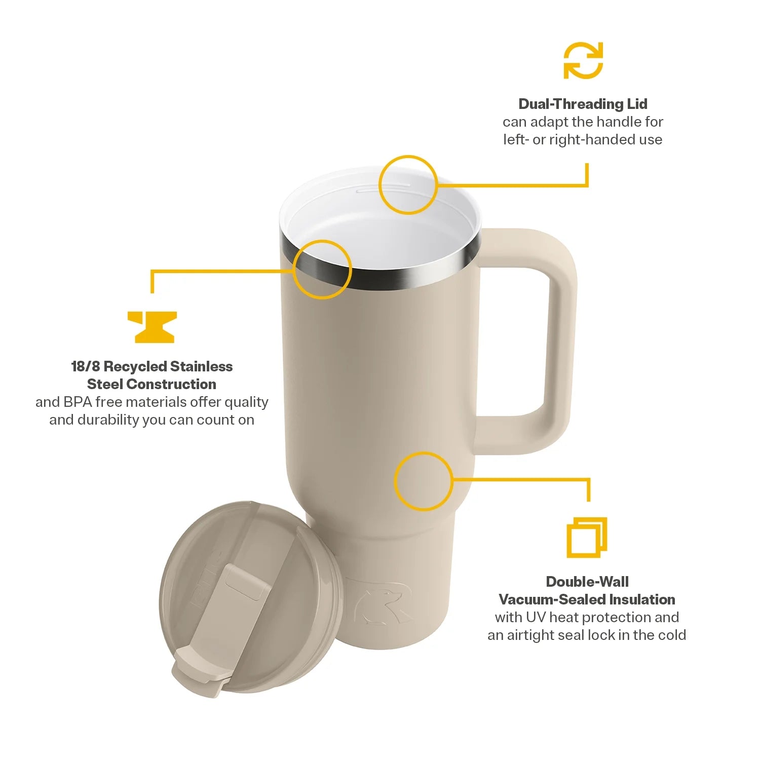 RTIC 40 OZ Ceramic Lined Tumbler with Straw, Lagoon R39940