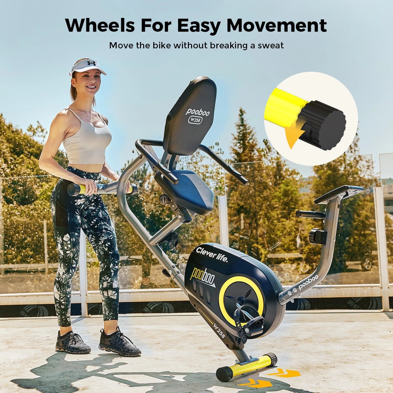 Pooboo Recumbent Exercise Bike Magnetic Resistance Indoor Cycling 380lb K92635