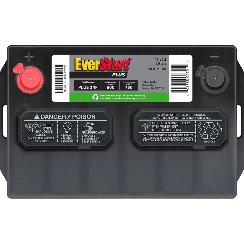 EverStart Plus Lead Acid Automotive Battery Group Size 24F 12 Volt 600 CCA M195