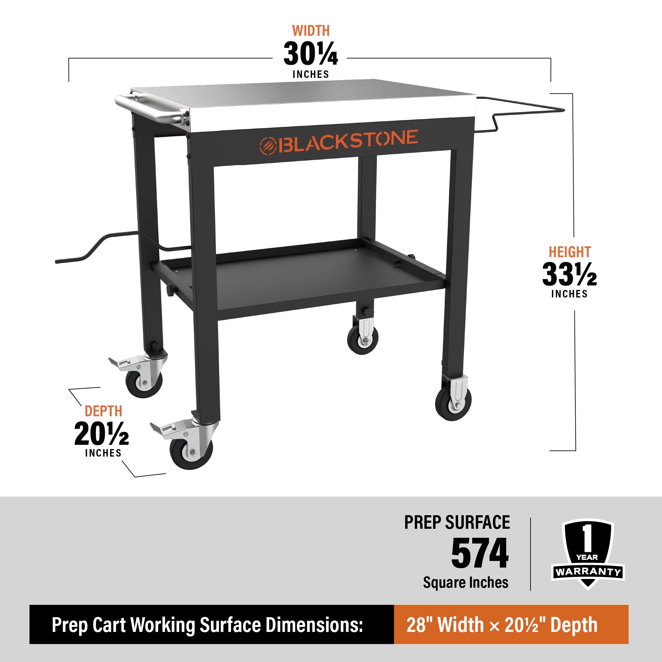 Blackstone 28" Portable Steel Prep Cart with Stainless Steel Top K87888