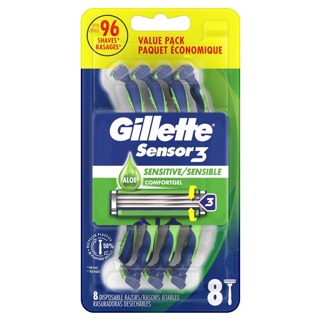 Gillette Sensor3 Sensitive Men's Disposable Razor, 4 Count Q736