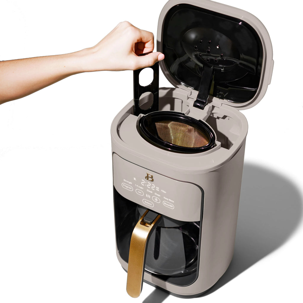 Beautiful 14-Cup Programmable Drip Coffee Maker with Touch Display, White Icing by Drew Barrymore F83994