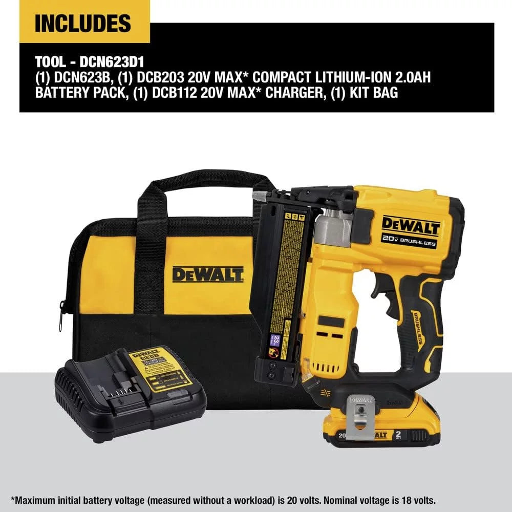 DEWALT ATOMIC 20V MAX Cordless 23 Gauge Pin Nailer Kit with Battery and Charger Y70648