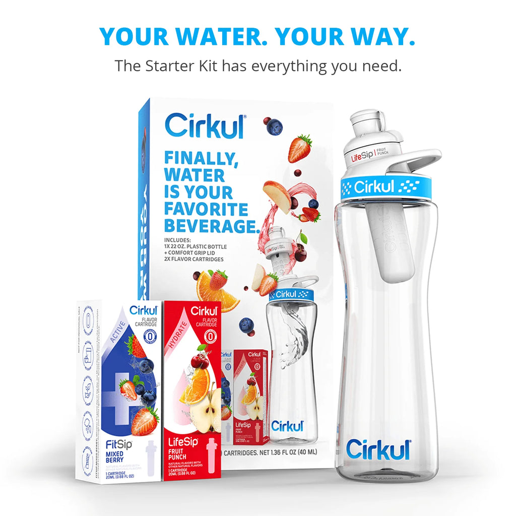 Cirkul 22oz Plastic Water Bottle Starter Kit with 2 Flavor Cartridges Z916327