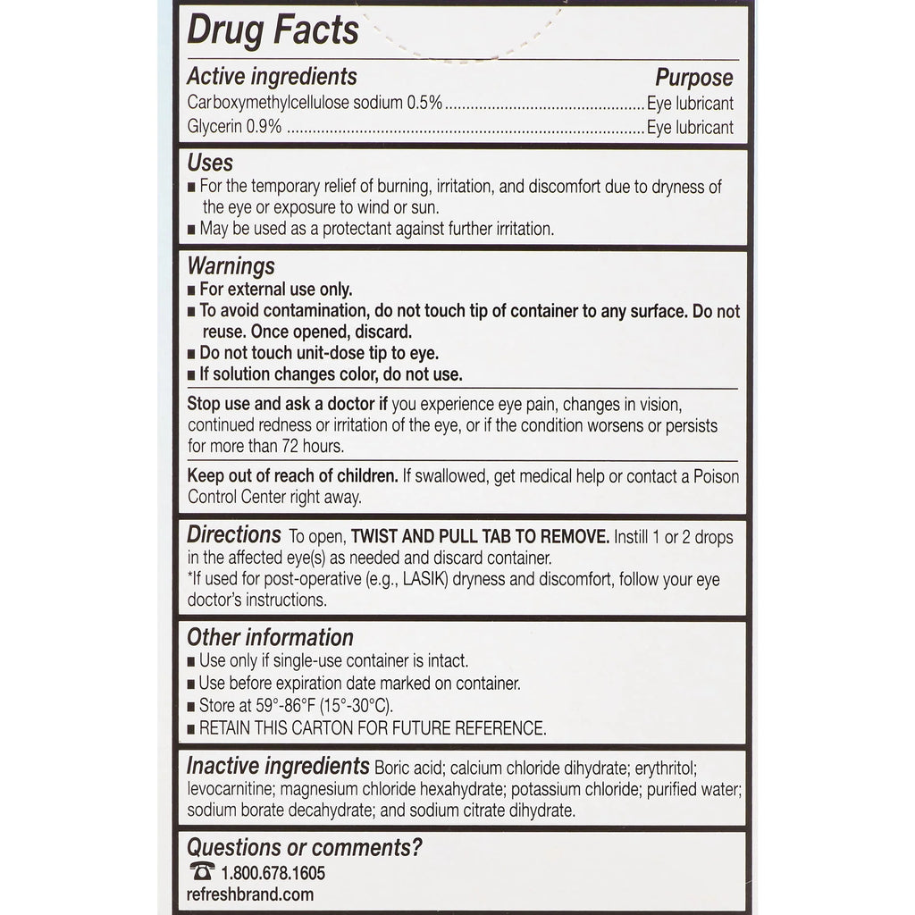 Refresh Optive Lubricant Eye Drops Preservative-Free, 0.4 ml, 60 Count Q788