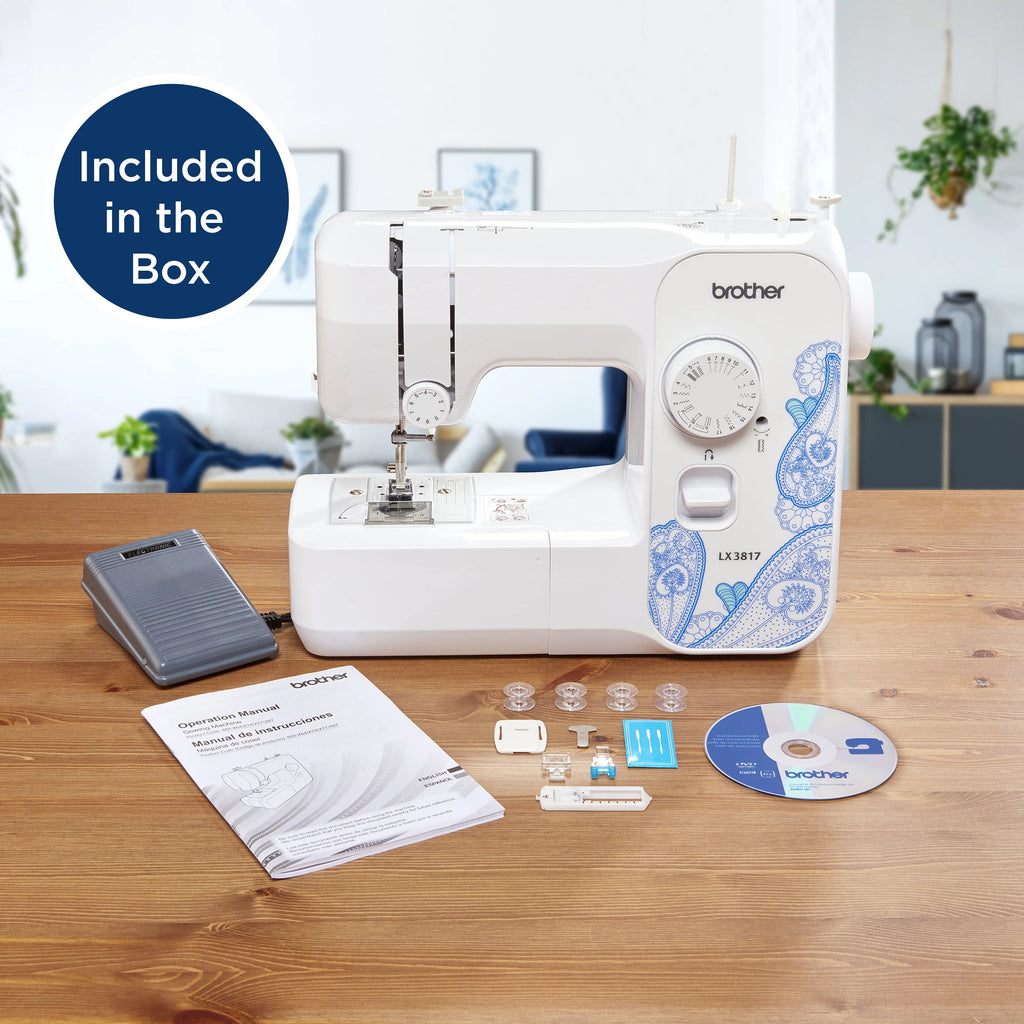 Brother LX3817 17-Stitch Portable Sewing Machine, White F765