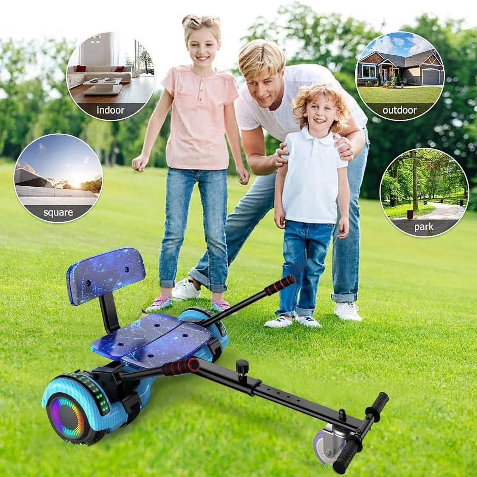 LIEAGLE Hoverboard with Seat Attachment, 6.5 inch Self Balancing Scooter S62540