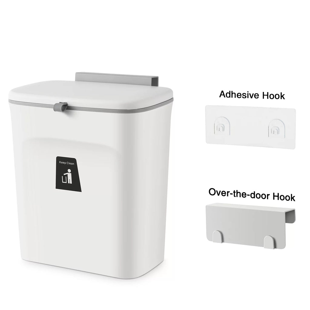 2.4 Gal Hanging Trash Can with Lid for Cabinet Door N636