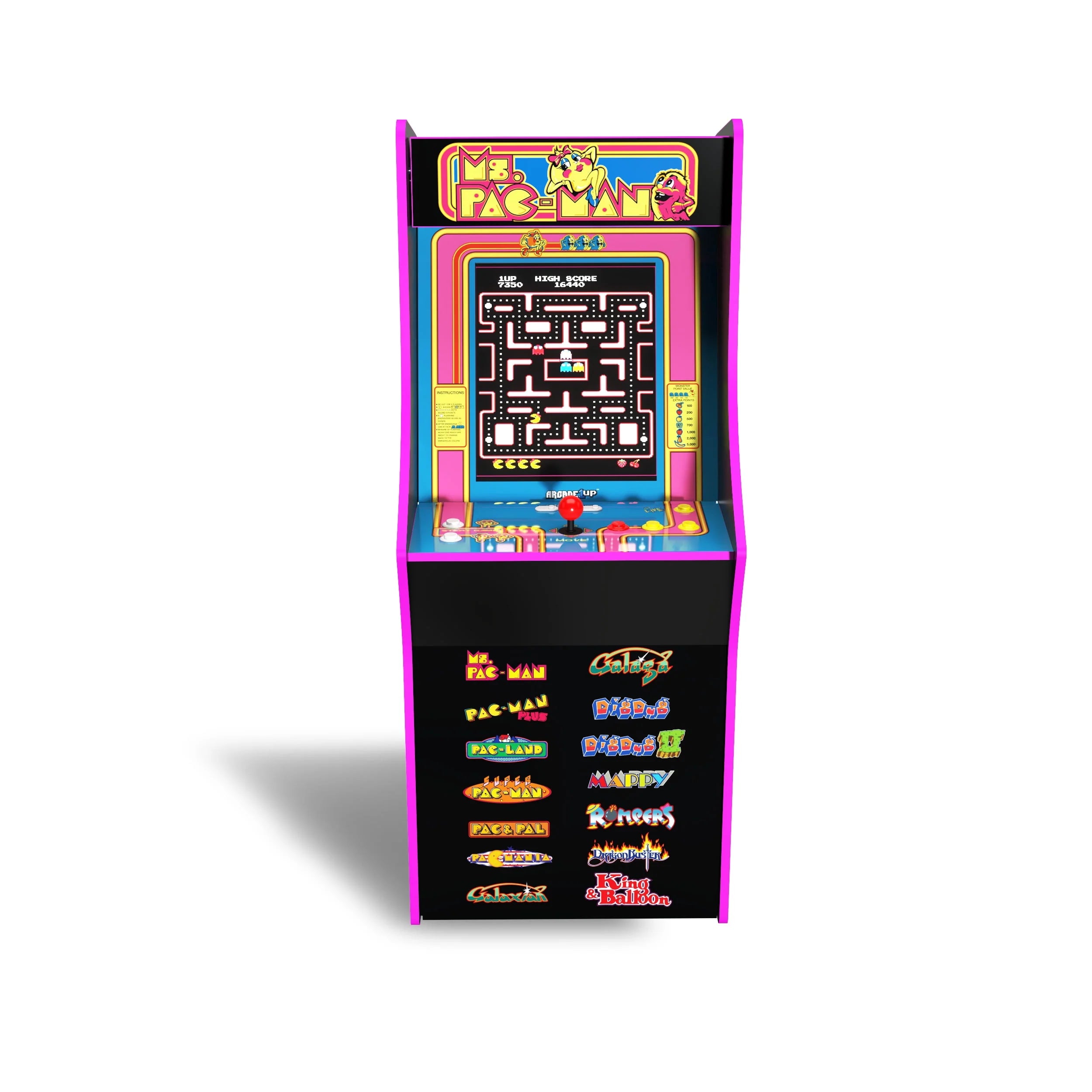 Arcade1Up Ms. PAC-MAN Classic Arcade Game, 4-ft Stand-Up Cabinet, 17-Inch Screen C17514