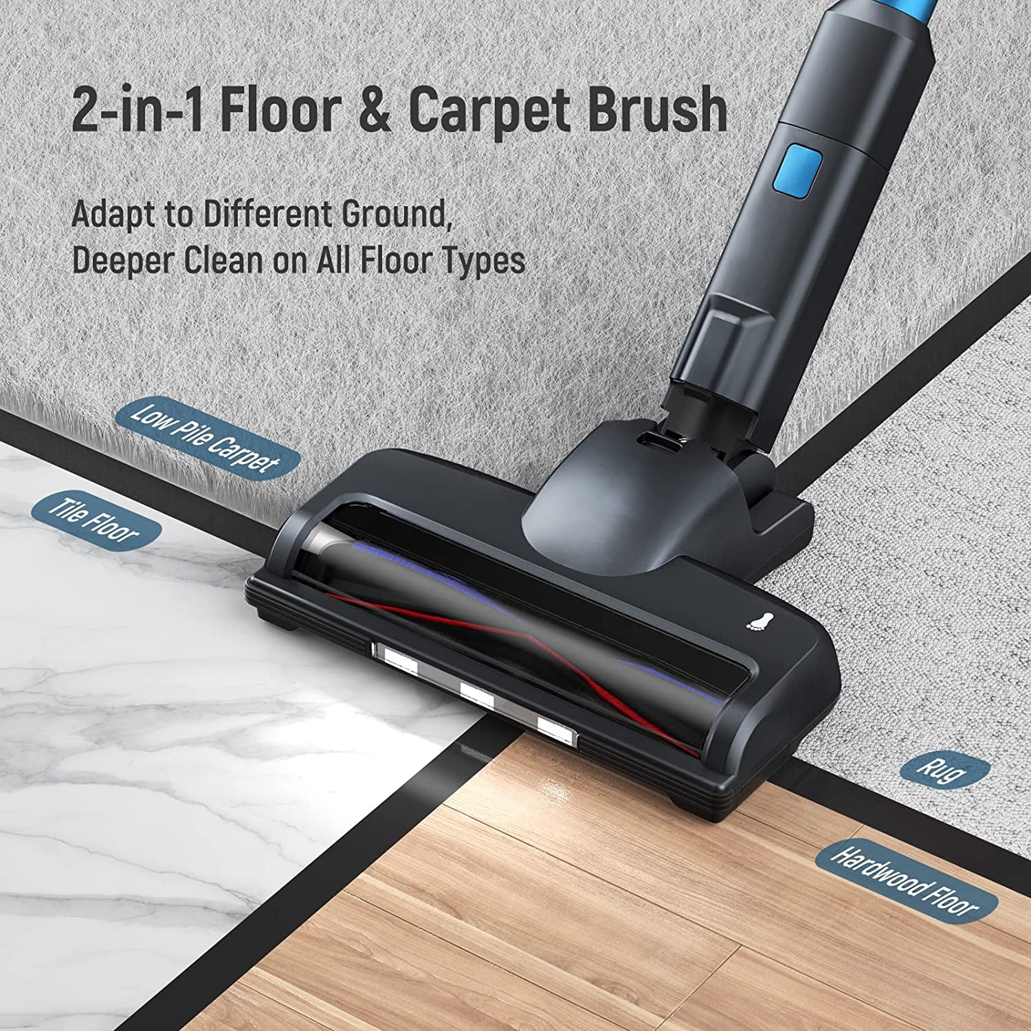 Fabuletta Cordless Vacuum 24Kpa, 6-in-1 Stick Vacuum Cleaner, FSV001 Blue N363538