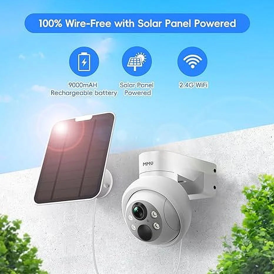 Solar Security Wifi Camera Outdoor, 4MP HD Color Night Vision, Wireless Battery, PIR Detection, IP66 Waterproof P48856