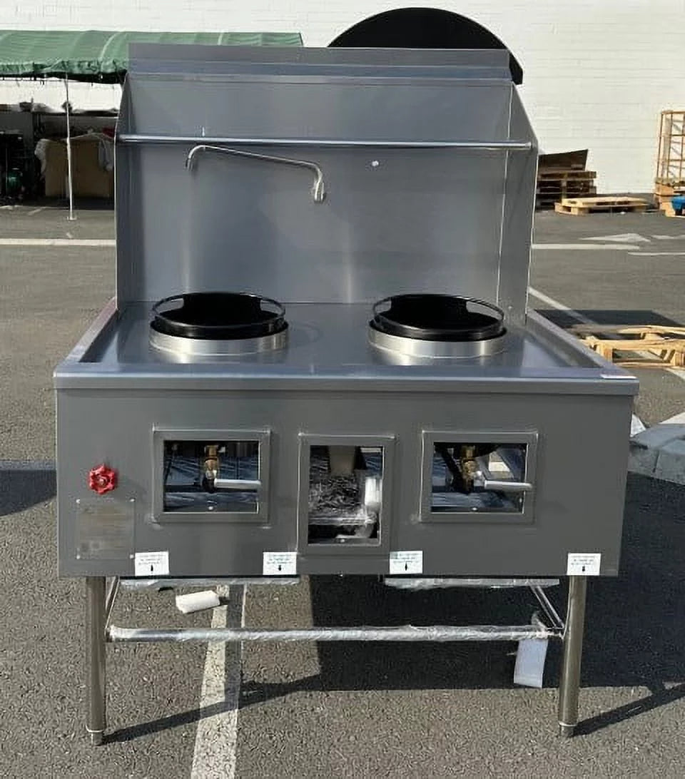 Commercial 2 Ring Chinese Wok Range - Natural Gas / Propane NSF Approved Q995
