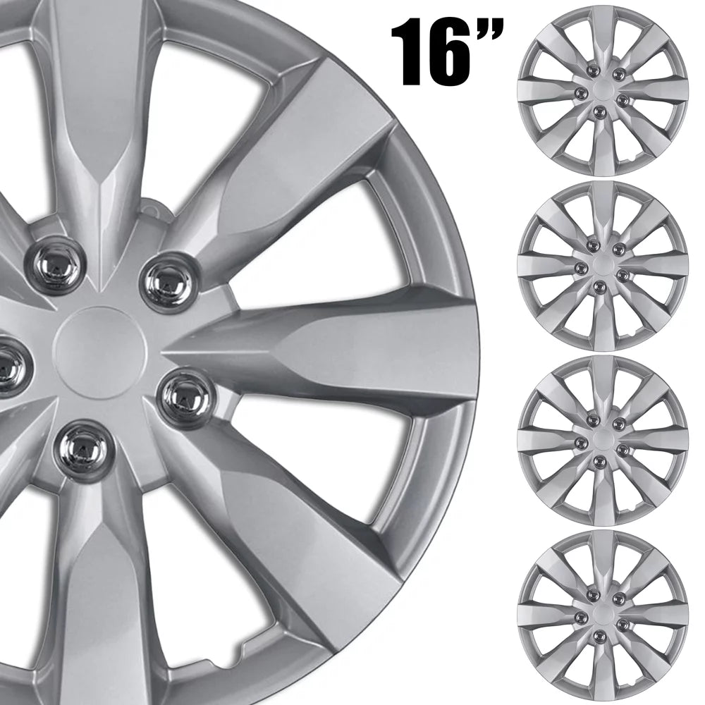 (4-Pack) BDK Premium Hubcaps 16" Wheel Rim Cover Hub Caps OEM Style Replacement Snap On Car Truck SUV - 16 Inch Set