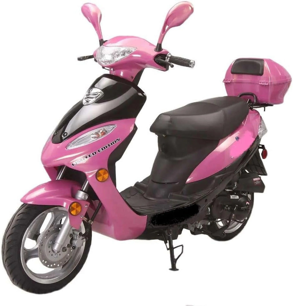 HHH 49cc Gas Automatic Scooter Moped MP50-02 with Trunk Sporty Pink C526989