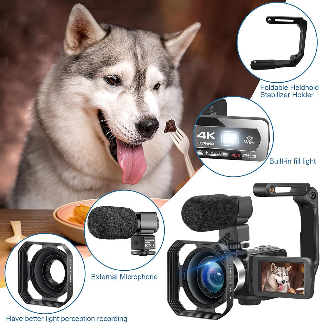 4K Camcorder 48MP 60FPS WiFi Vlogging Camera with Touch Screen B98380