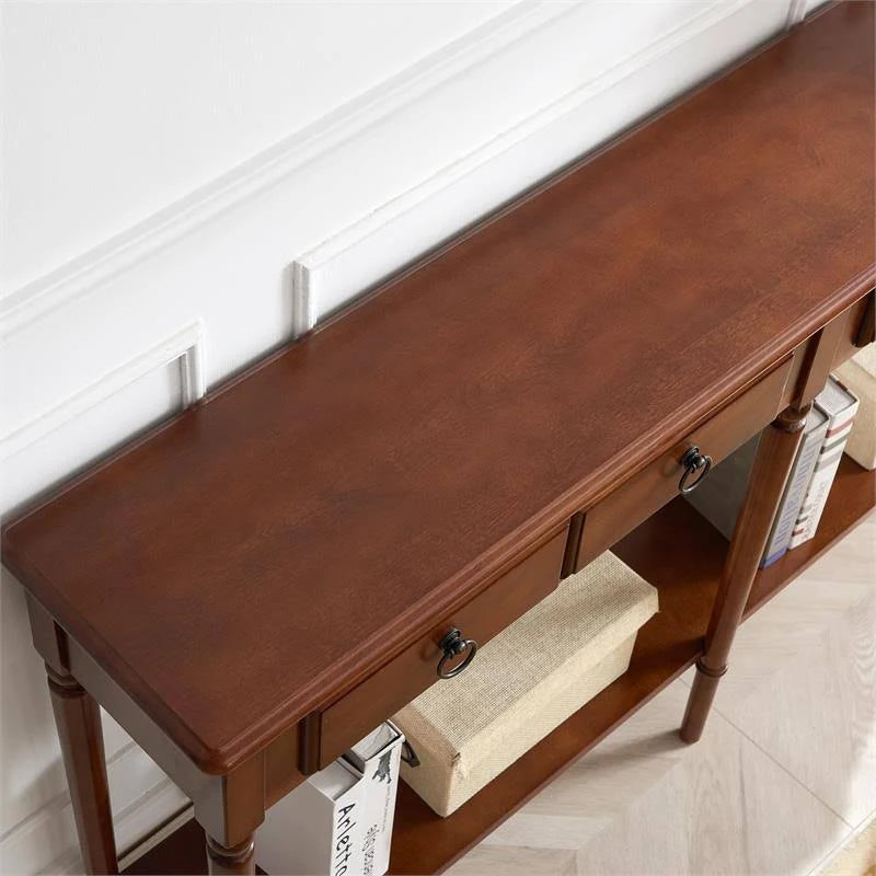 Leick Home Coastal Double Hall Console Table Pecan C208