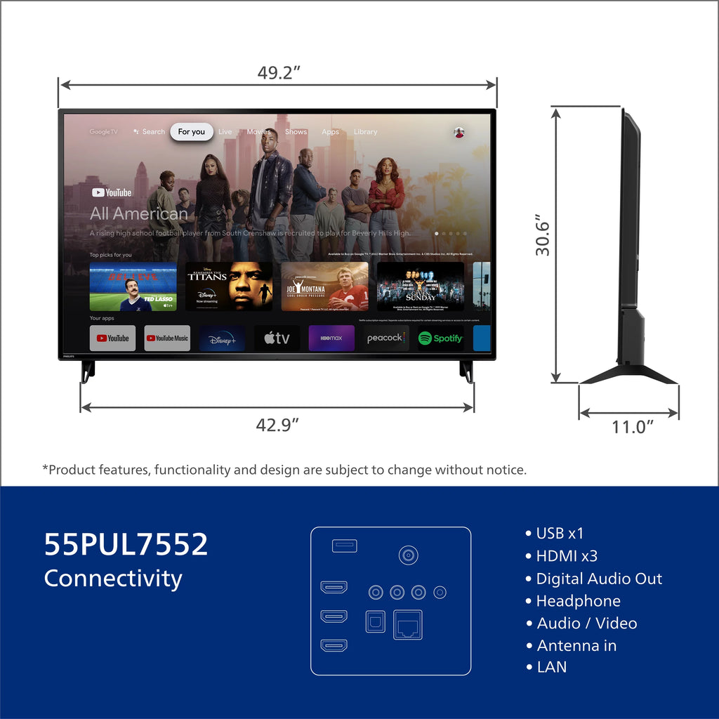 Philips 55" 4K Ultra HD Google Smart LED TV B4764