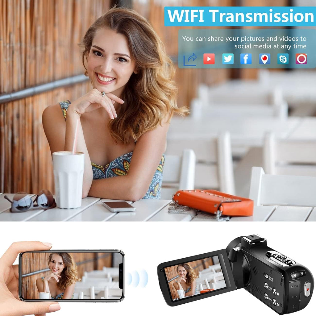 4K Video Camera Camcorder 56MP Wi-Fi 18X Zoom Touch Screen N897005