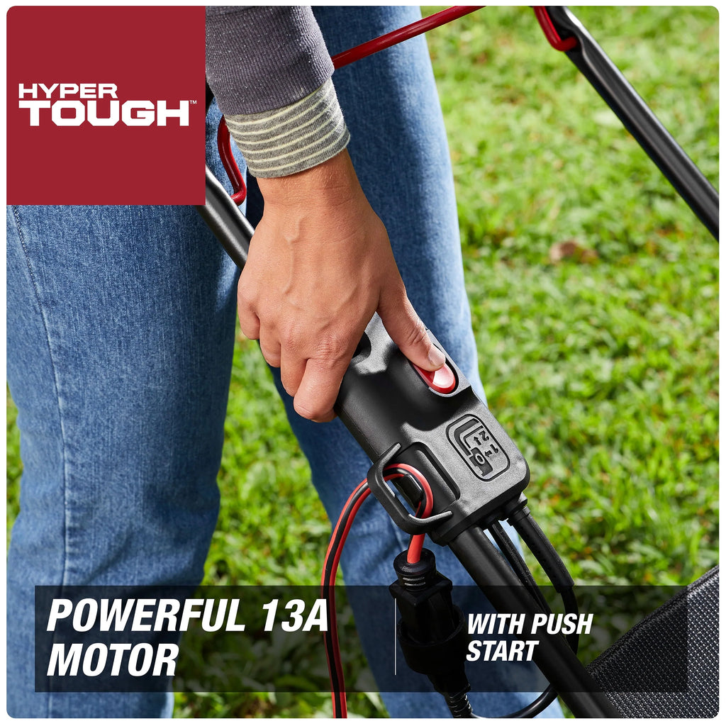 Hyper Tough 13A Corded Push Lawn Mower, 3-in-1 Bag/Mulch/Side Discharge M969