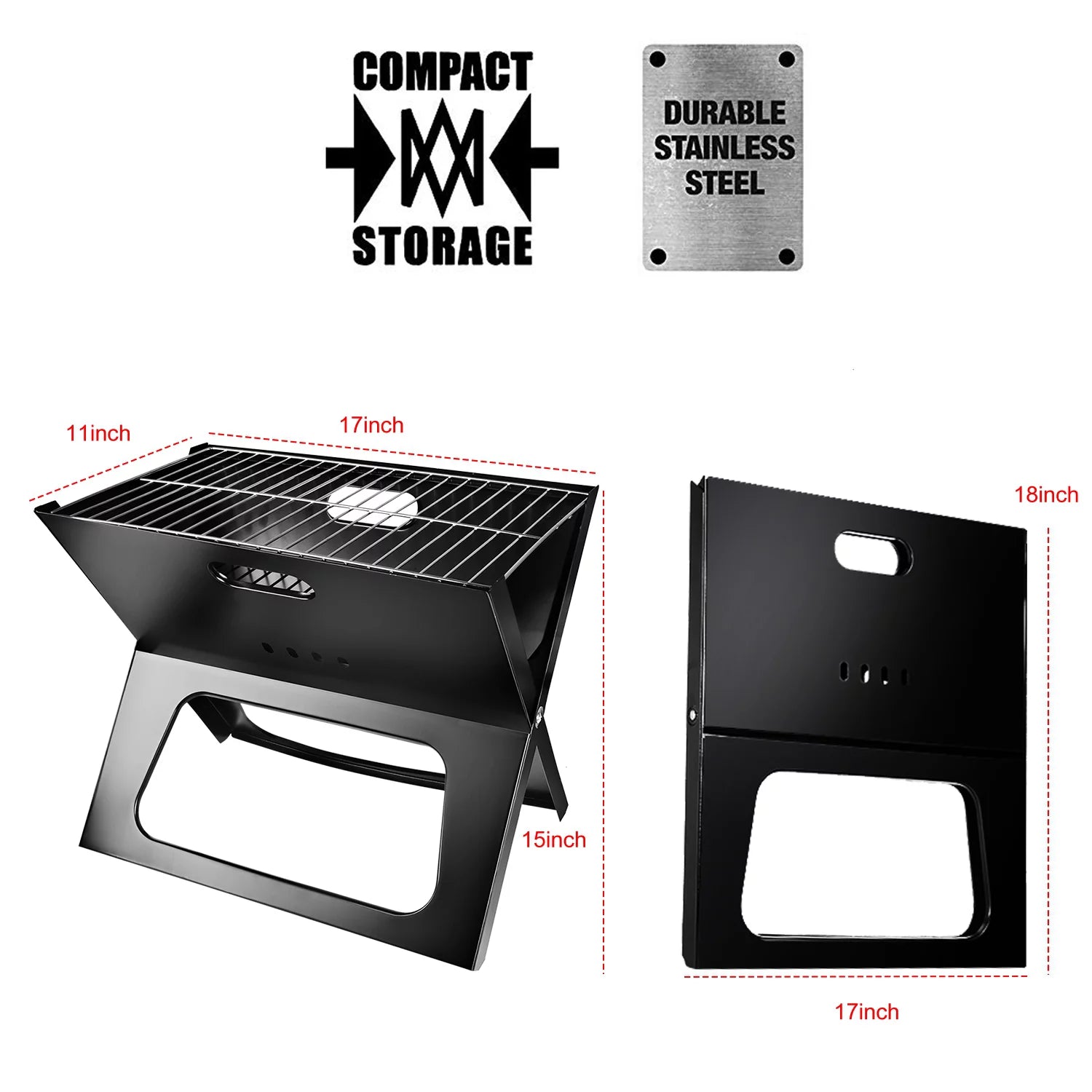 iMounTEK Portable Foldable Charcoal BBQ Grill for Outdoor Camping H73194
