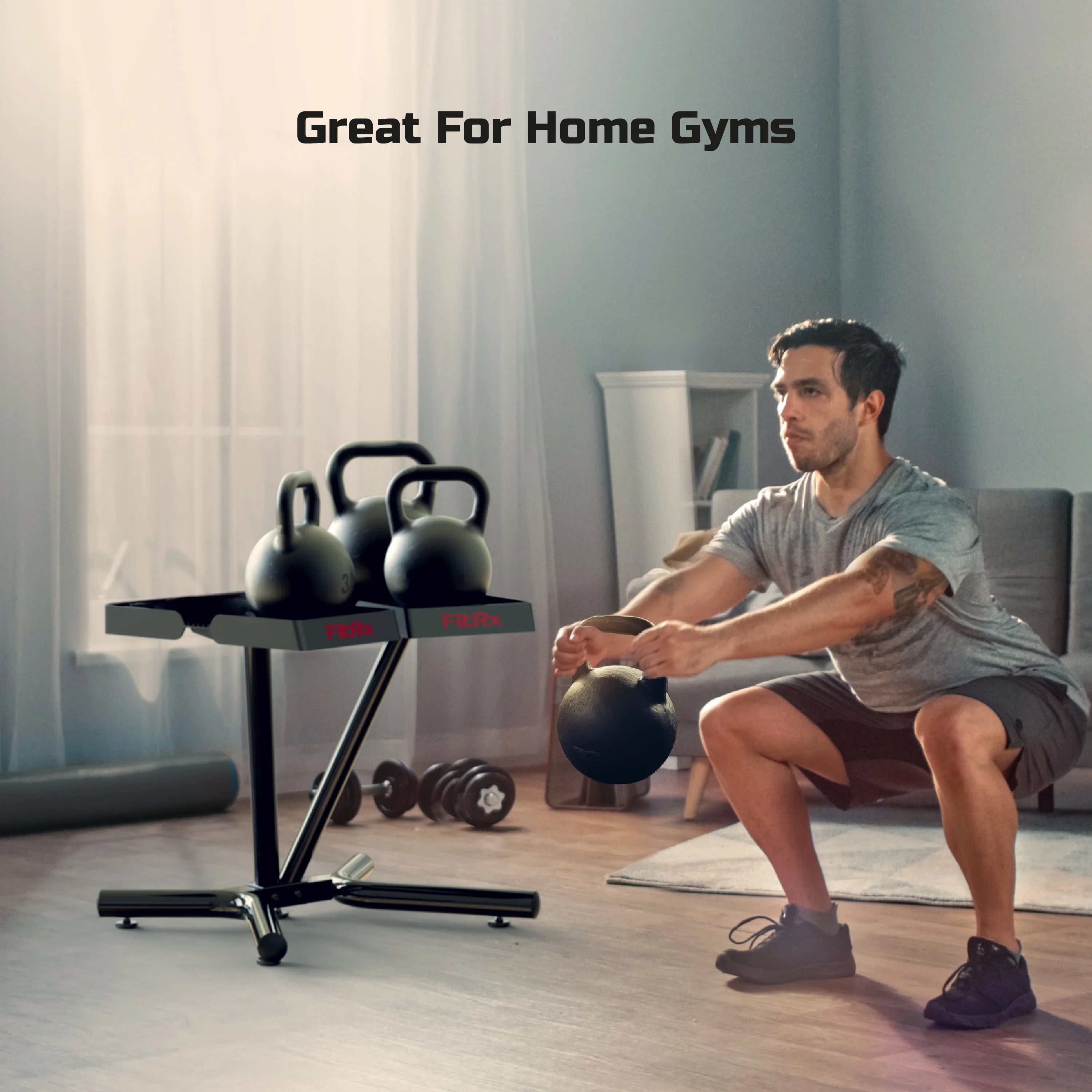 FitRx SmartRack Dumbbell Stand for Dumbbells and Kettlebells, Home Gym V5578