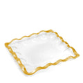 Annieglass Ruffle Square Platter - Clear Glass/Gold Trim