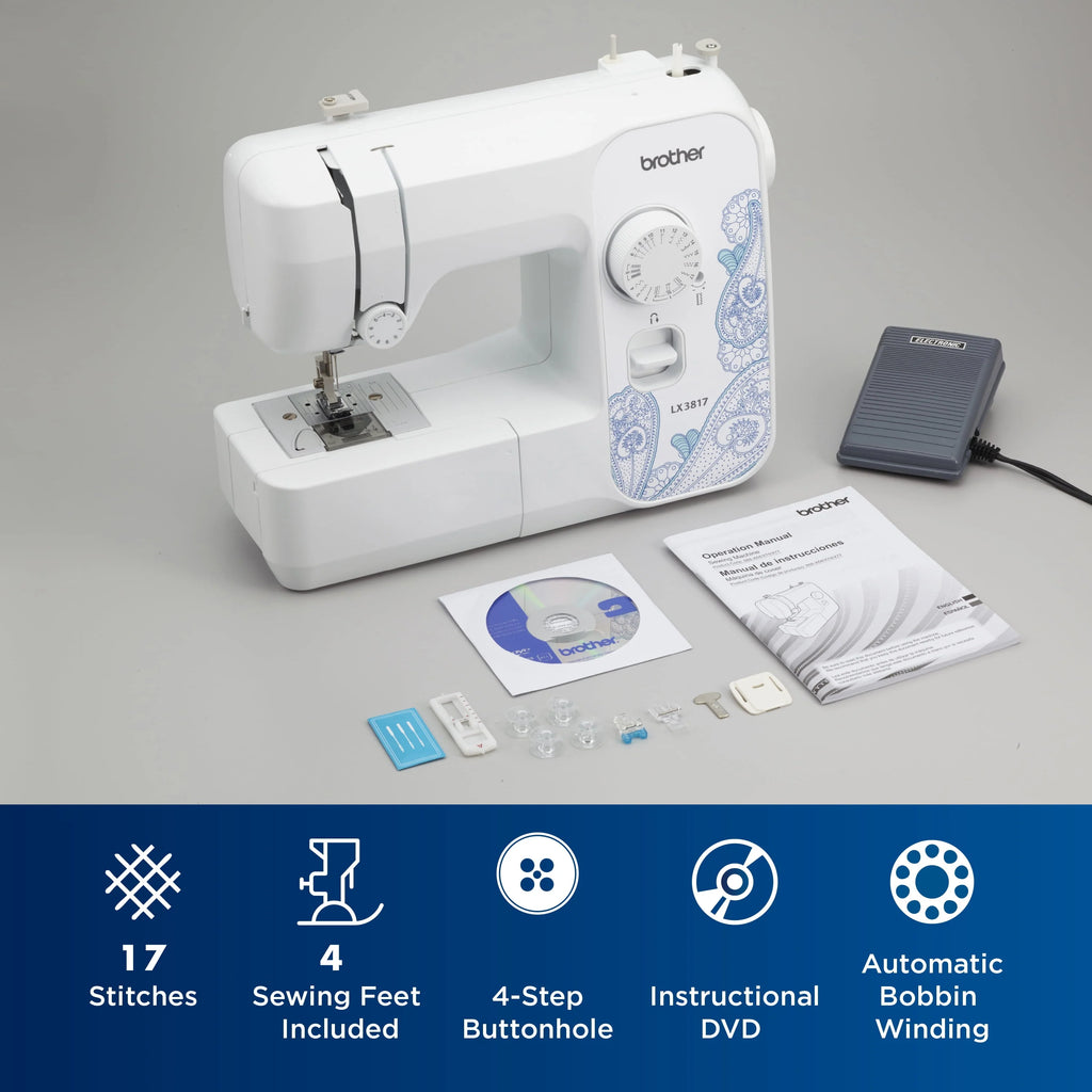 Brother LX3817 17-Stitch Portable Sewing Machine, White F765
