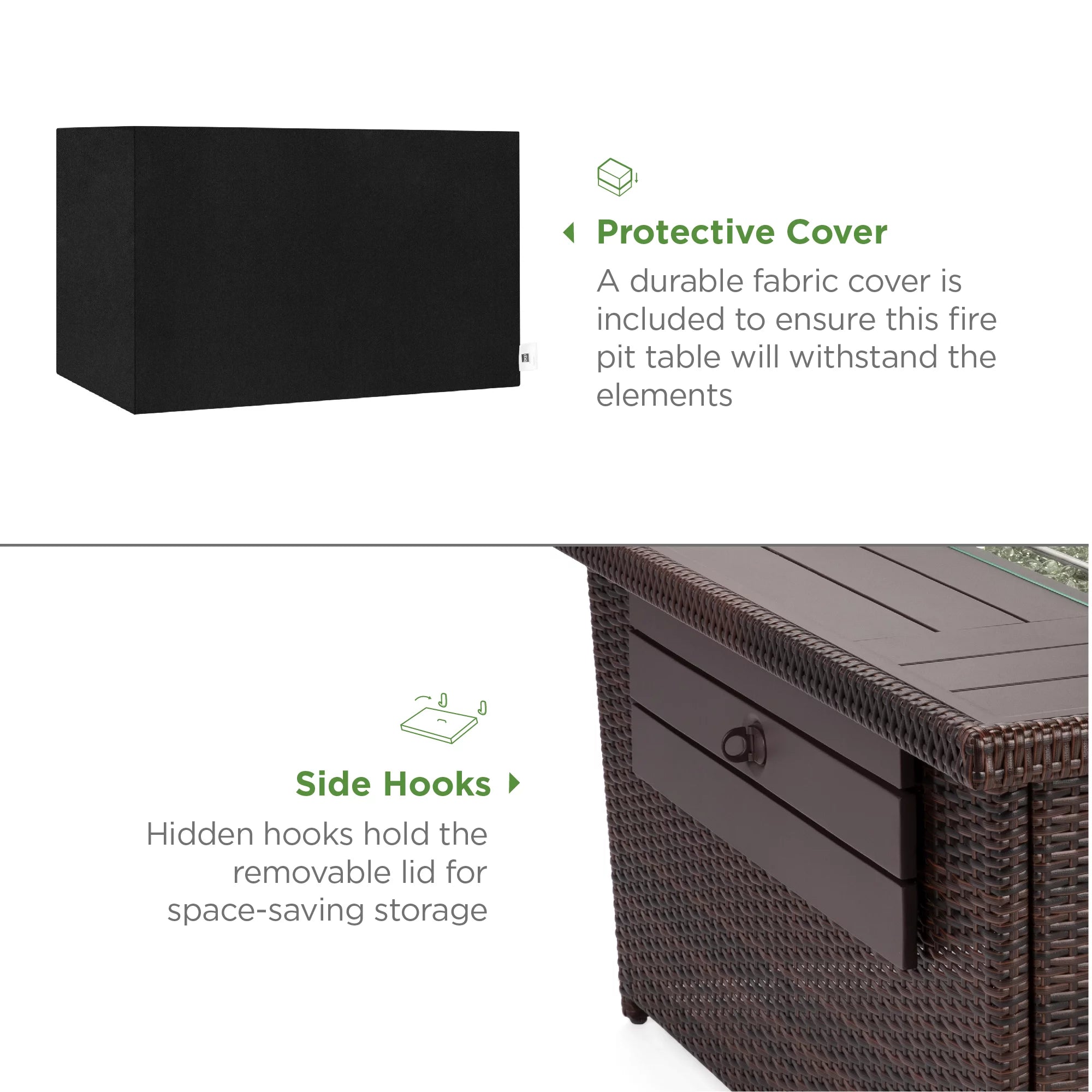 Best Choice Products 52in Wicker Propane Gas Fire Pit Table with Glass Wind Guard, Gray R265